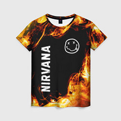 Футболка женская Nirvana и пылающий огонь, цвет: 3D-принт