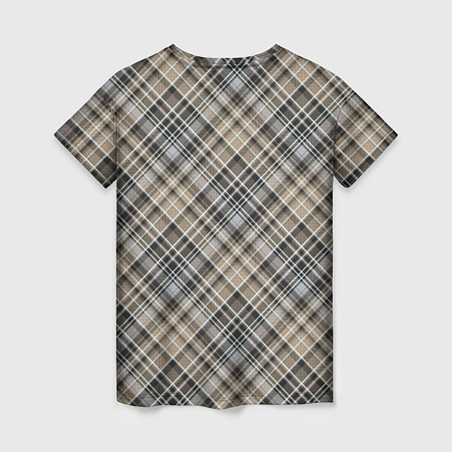 Женская футболка Классический клетчатый , бежево-коричневый фон / 3D-принт – фото 2