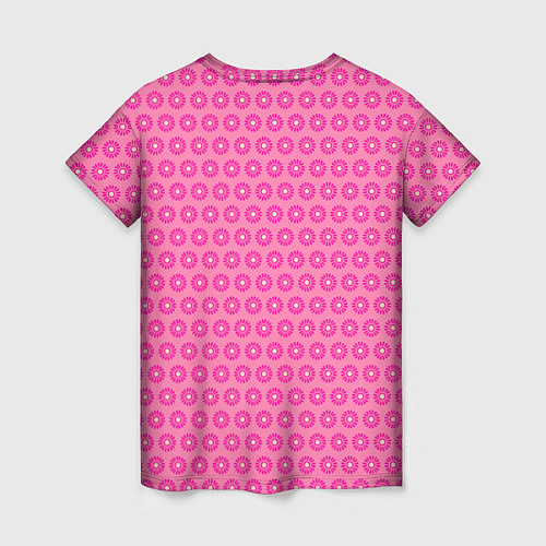 Женская футболка Розовые цветочки - паттерн из ромашек / 3D-принт – фото 2