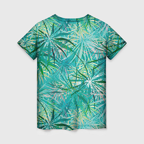 Женская футболка Тропические листья на зеленом фоне / 3D-принт – фото 2