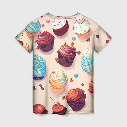 Женская футболка Капкейки на разный вкус / 3D-принт – фото 2