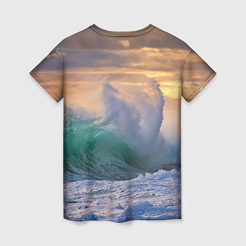 Женская футболка Штормовая волна, накатывающая на берег / 3D-принт – фото 2