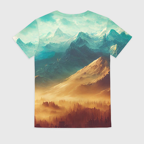 Женская футболка Завораживающий горный вид - рисунок / 3D-принт – фото 2