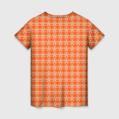 Женская футболка Цветочки на оранжевом фоне / 3D-принт – фото 2
