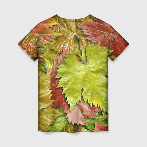 Женская футболка Осенние листья клёна - паттерн / 3D-принт – фото 2