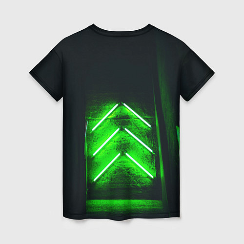 Женская футболка Неоновые зелёные стрелки во тьме / 3D-принт – фото 2