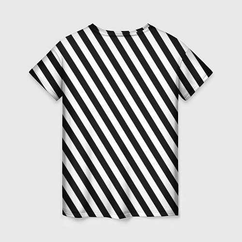 Женская футболка Черно-белые полоски с букетом роз / 3D-принт – фото 2