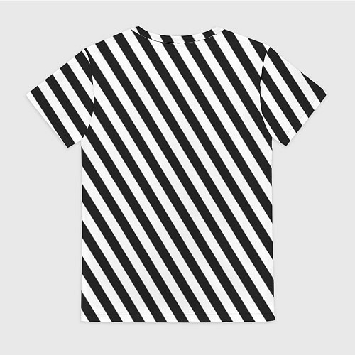 Женская футболка Черно-белые полоски с букетом роз / 3D-принт – фото 2