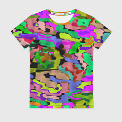 Женская футболка Разноцветный клетчатый камуфляж