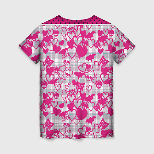 Женская футболка Розовые черепа паттерн / 3D-принт – фото 2