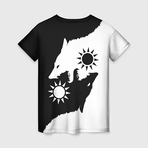 Женская футболка Волки инь янь черный и белый / 3D-принт – фото 2