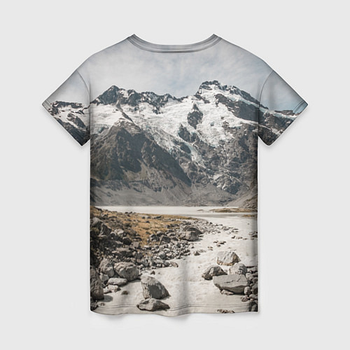 Женская футболка Горы и река с камнями / 3D-принт – фото 2