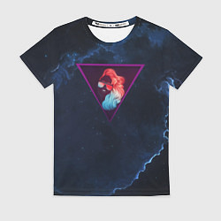 Футболка женская Неоновая девушка в треугольнике, цвет: 3D-принт