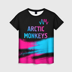 Женская футболка Arctic Monkeys - neon gradient: символ сверху