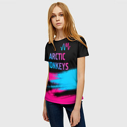 Футболка женская Arctic Monkeys - neon gradient: символ сверху, цвет: 3D-принт — фото 2