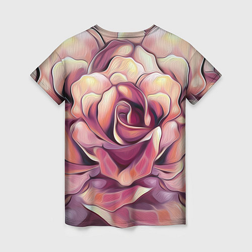 Женская футболка Крупная роза маслом / 3D-принт – фото 2