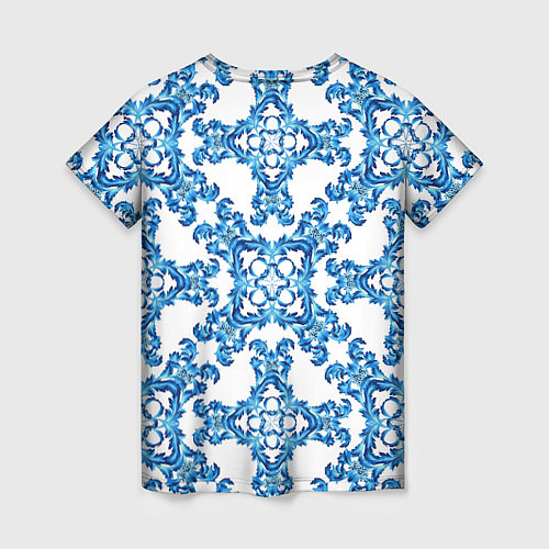 Женская футболка Гжель рисунок цветы / 3D-принт – фото 2