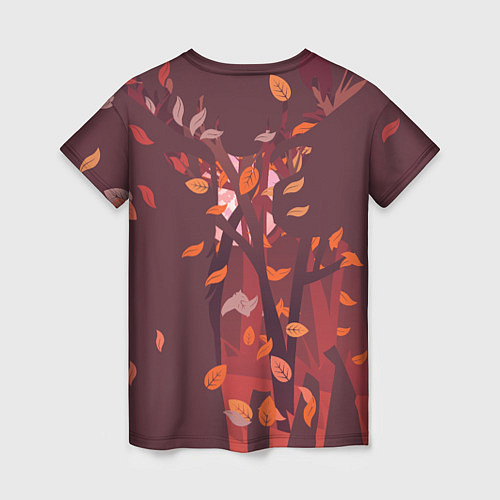 Женская футболка Осенний олень с птицей / 3D-принт – фото 2