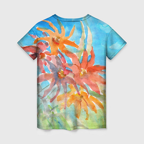Женская футболка Осенние цветы акварель / 3D-принт – фото 2