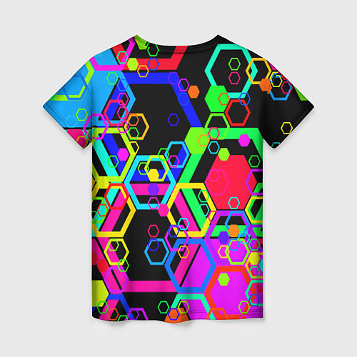 Женская футболка Разноцветная геометрическая текстура / 3D-принт – фото 2