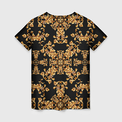 Женская футболка Золотая гжель узор цветы / 3D-принт – фото 2