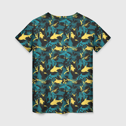 Женская футболка Акулы разноцветные / 3D-принт – фото 2