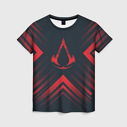 Футболка женская Красный символ Assassins Creed на темном фоне со с, цвет: 3D-принт