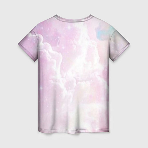 Женская футболка Розовые облака на голубом небе / 3D-принт – фото 2
