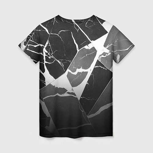 Женская футболка Черно-белый мрамор с трещинами / 3D-принт – фото 2