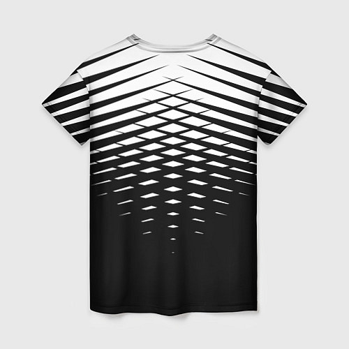 Женская футболка Черно-белая симметричная сетка из треугольников / 3D-принт – фото 2