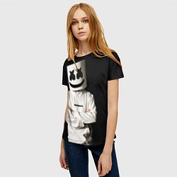 Футболка женская Marshmello на чёрном фоне, цвет: 3D-принт — фото 2