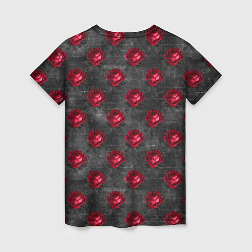 Женская футболка Красные бутоны цветов / 3D-принт – фото 2