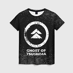 Футболка женская Ghost of Tsushima с потертостями на темном фоне, цвет: 3D-принт