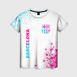 Футболка женская Barcelona neon gradient style: надпись, символ, цвет: 3D-принт