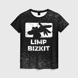 Футболка женская Limp Bizkit с потертостями на темном фоне, цвет: 3D-принт