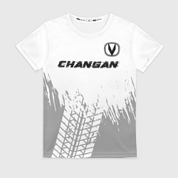 Футболка женская Changan speed на светлом фоне со следами шин: симв, цвет: 3D-принт