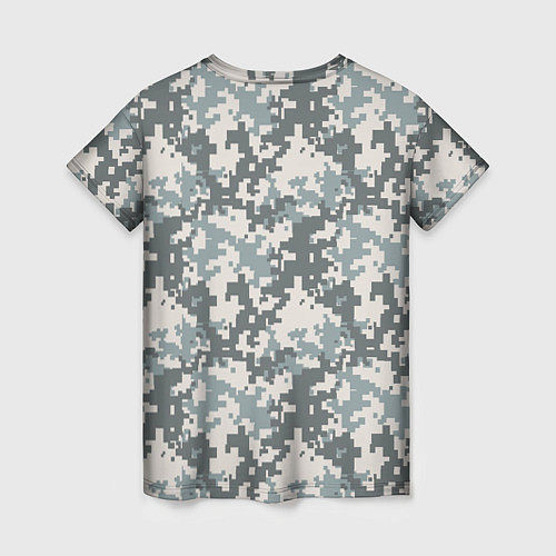 Женская футболка Камуфляж серый пиксель / 3D-принт – фото 2