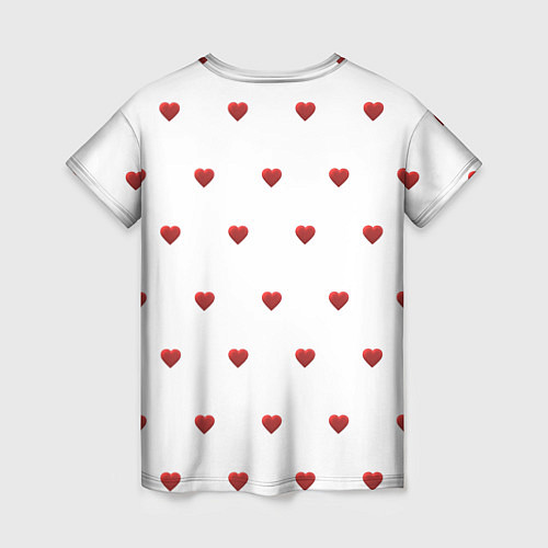 Женская футболка Белая поляна с красными сердечками / 3D-принт – фото 2