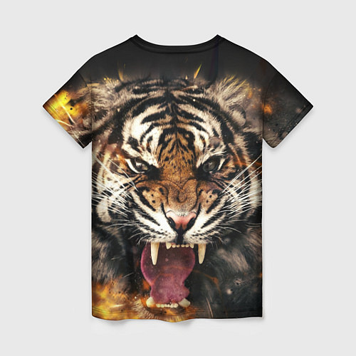 Женская футболка Оскал тигра / 3D-принт – фото 2