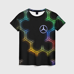 Женская футболка Mercedes - neon pattern