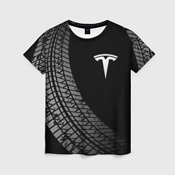 Женская футболка Tesla tire tracks