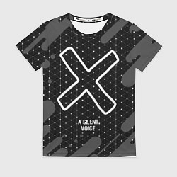 Футболка женская A Silent Voice glitch на темном фоне, цвет: 3D-принт