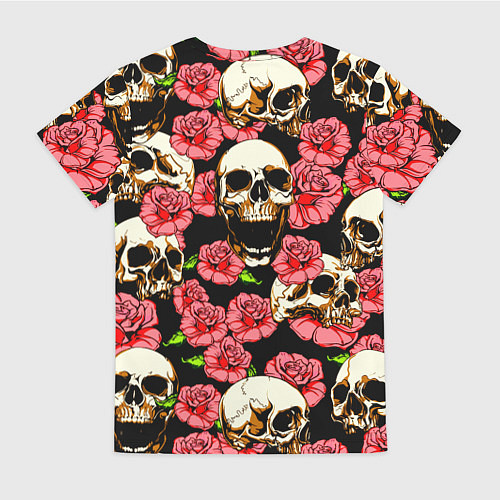 Женская футболка Черепа и розы / 3D-принт – фото 2