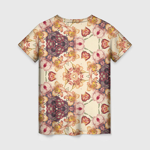 Женская футболка Цветы абстрактные розы / 3D-принт – фото 2