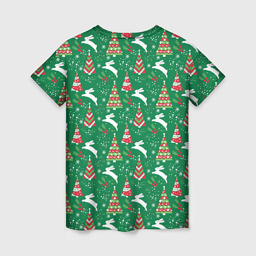Женская футболка Рождественские кролики / 3D-принт – фото 2