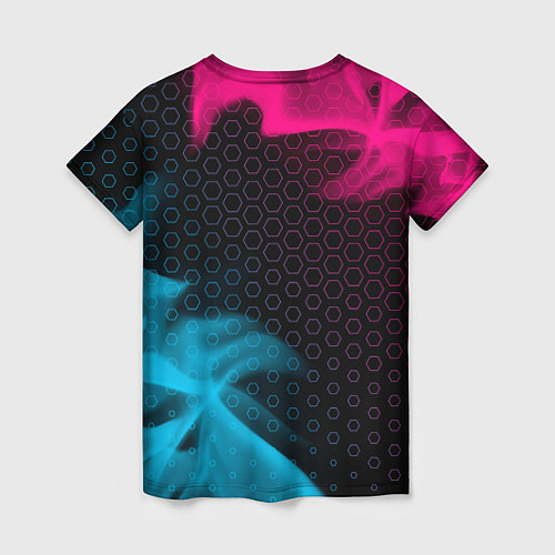 Женская футболка No Mans Sky - neon gradient: надпись, символ / 3D-принт – фото 2