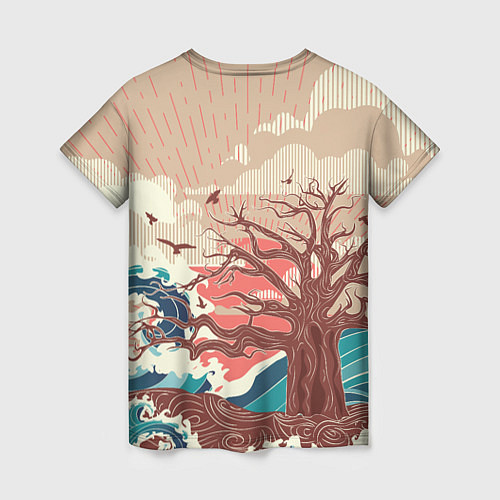 Женская футболка Большое дерево на острове в океане / 3D-принт – фото 2