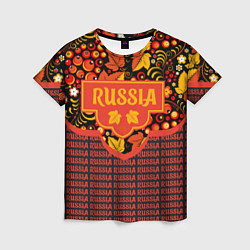 Футболка женская Хохломская роспись - символы России, цвет: 3D-принт