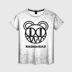 Женская футболка Radiohead с потертостями на светлом фоне