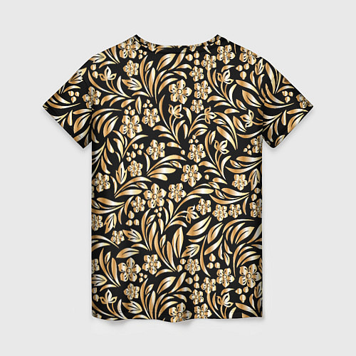 Женская футболка Золотые узоры - цветы / 3D-принт – фото 2